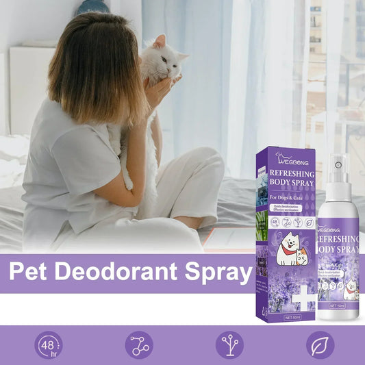 Spray Desodorante para Mascotas 50ml Perfume para Perros Aceite de Lavanda Spray Desodorante Anti Picazón Fragante Cuidado de Belleza para Gatos y Perros