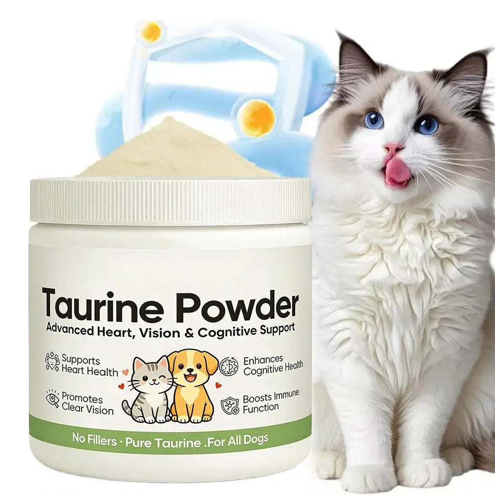 Taurina Pura en Polvo para Perros y Gatos, Apoyo Avanzado para la Salud del Corazón, la Vista y Cognitiva, Refuerzo Inmunitario, Suplementos Nutricionales para Mascotas