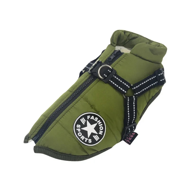 Casaco para Cães Grandes com Arnês, Roupas Quentes de Inverno para Cães Labrador, Casaco Impermeável para Cães Grandes, Roupa para Chihuahua e Bulldog Francês