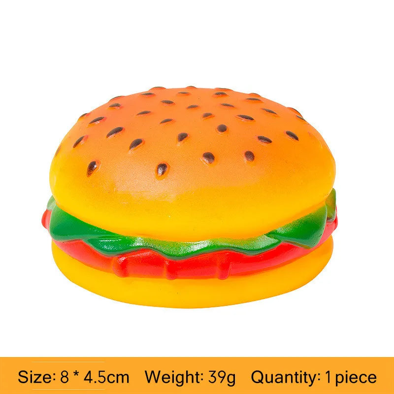 Pet Bite Toys PVC Hamburger Chew Interactive Squeaker Dog Toy Sound Teeth Cleaning Non-toxic Household Animals Dogs