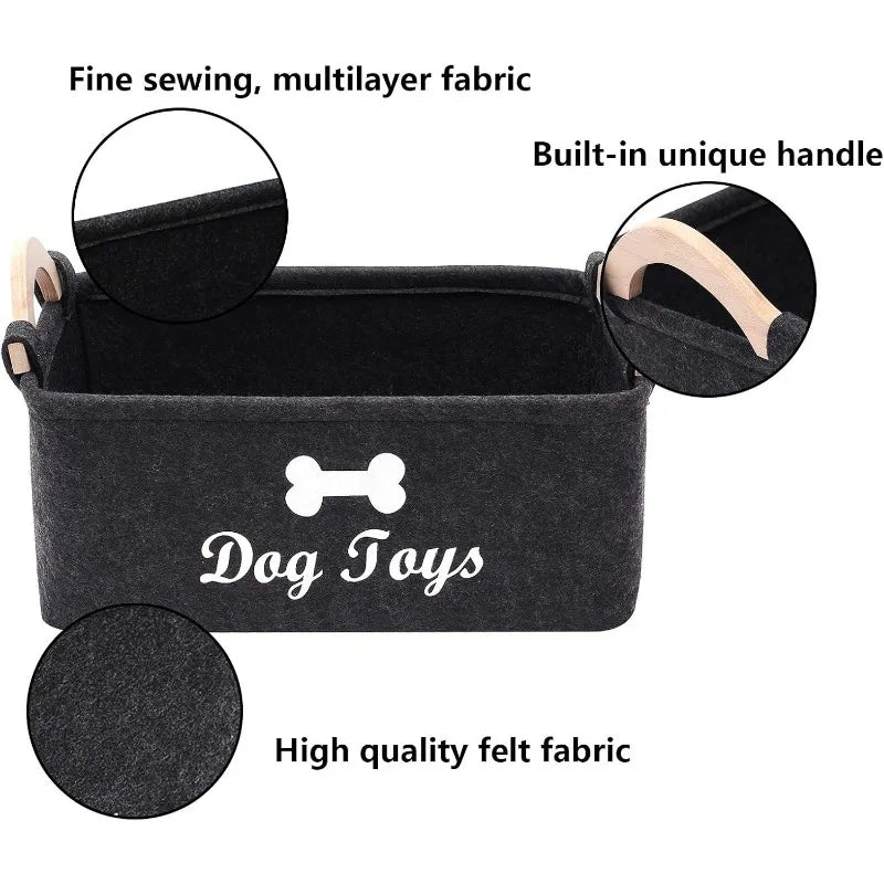 Caja organizadora de juguetes de fieltro para mascotas con asas, cesta de almacenamiento para organizar juguetes, correas, ropa, caja de almacenamiento para el hogar