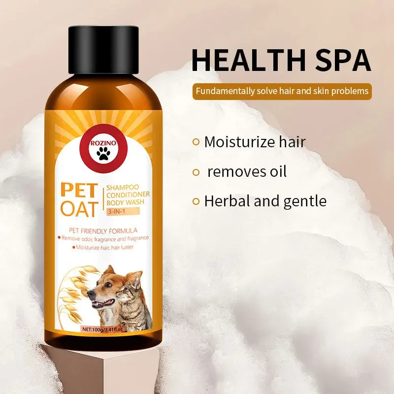 Champú para Gatos 100ml Gel de Ducha Acondicionador para Perros 3 en 1 Bacterias Ácaros Desodorante Fragancia Duradera Productos de Limpieza para Mascotas