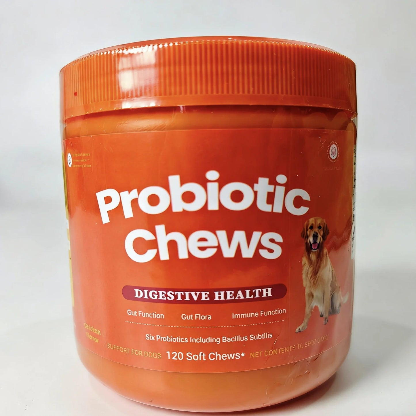 Dog Probiotic Chews  Digestive Health Support Chicken Flavor 120 Count Soft Chews Gut & Immune Support Supplement for Dogs Happy Tails Pet Shop Store