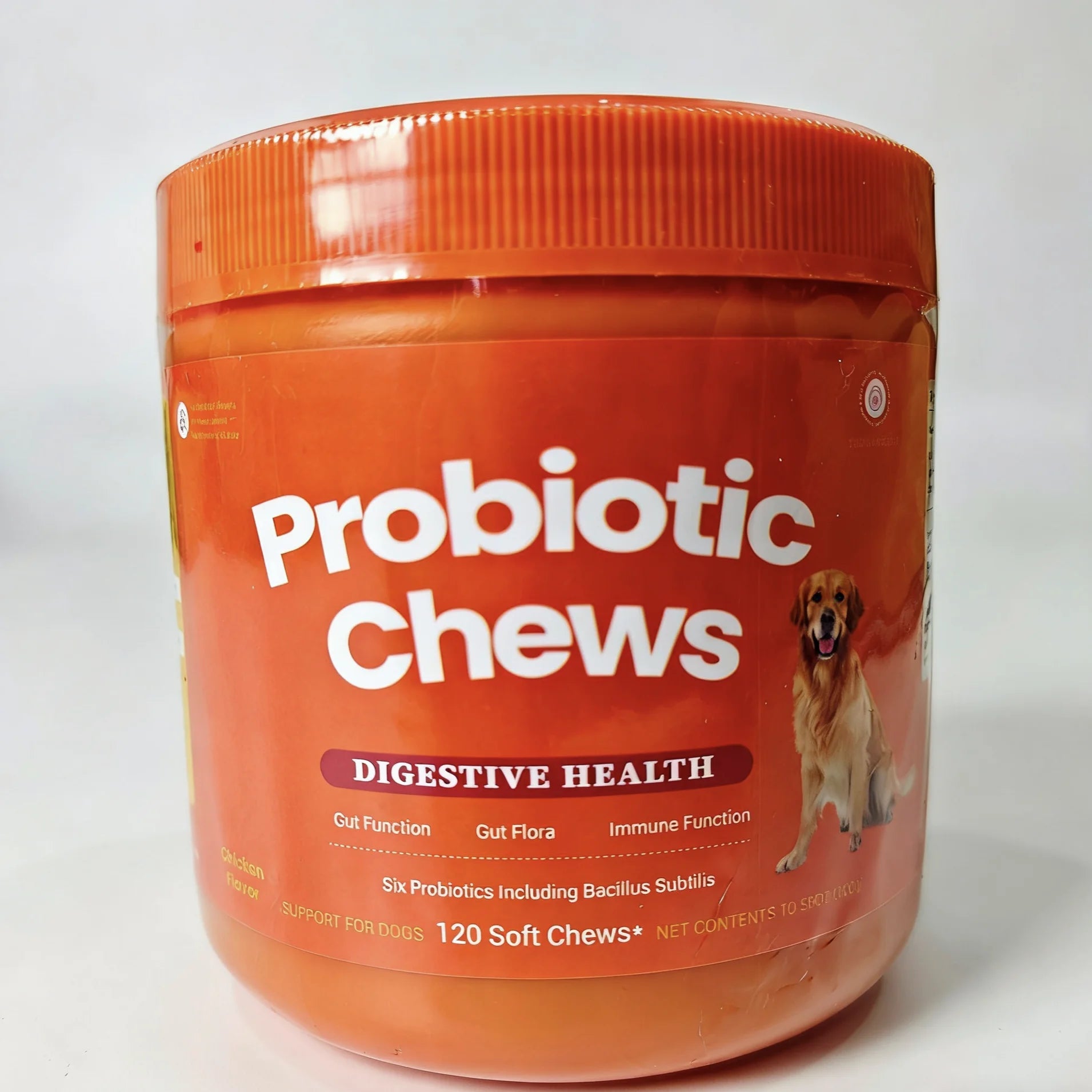 Dog Probiotic Chews  Digestive Health Support Chicken Flavor 120 Count Soft Chews Gut & Immune Support Supplement for Dogs Happy Tails Pet Shop Store