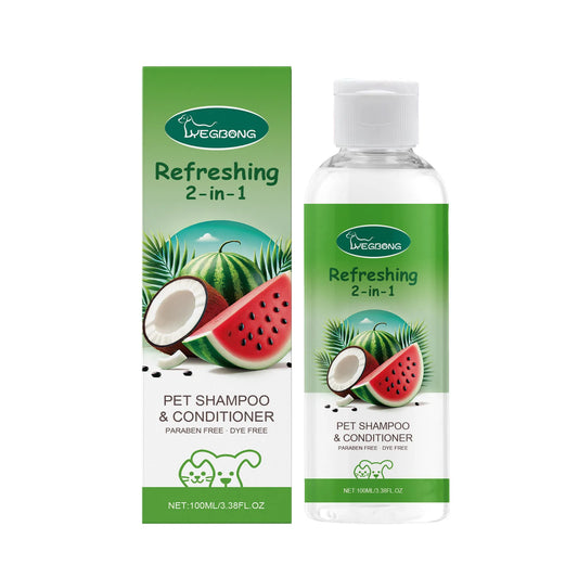 YEGBONG Champú y Acondicionador Refrescante 2 en 1 para Mascotas Alivio Picazón Hidratante Eliminador de Suciedad y Olores Acondicionador Gel de Ducha para Perros