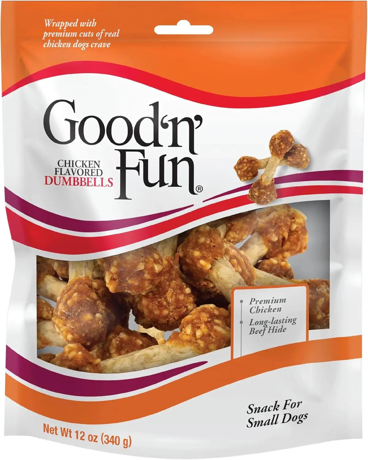 Chicken Flavor Dumbbell Dog Chews, Long-Lasting Rawhide Treats for Small Breeds