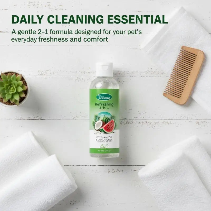 Yegbong Dog Cat 2 in 1 Pet Shampoo Conditioner Long Lasting Fragrance Grooming Cleansing Hair Care Bath Liquid