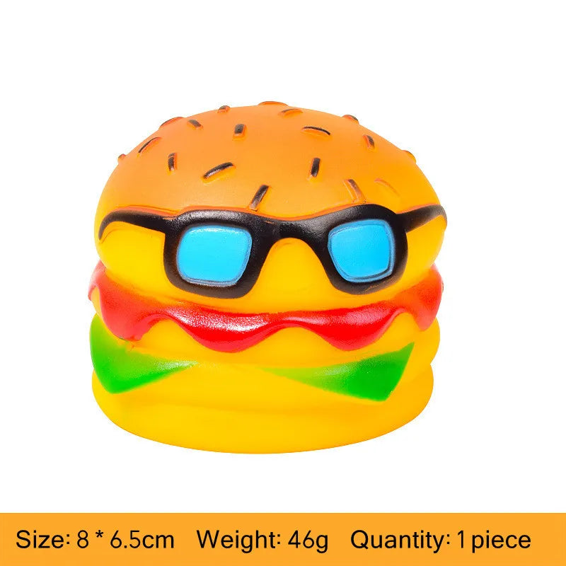 Pet Bite Toys PVC Hamburger Chew Interactive Squeaker Dog Toy Sound Teeth Cleaning Non-toxic Household Animals Dogs