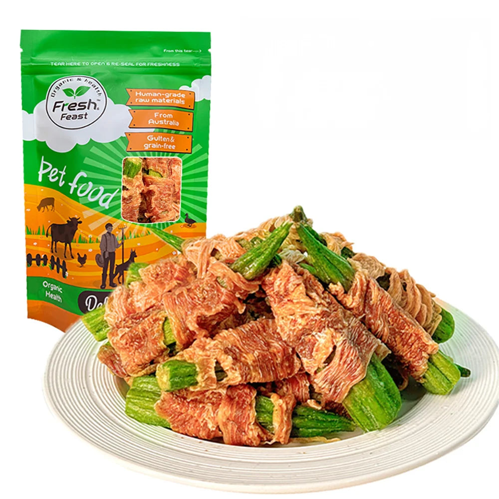 Gombos enrobés de canard (200 g / 400 g) , ingrédients 100 % naturels, friandises naturelles pour chiens, saines et faciles à digérer. 