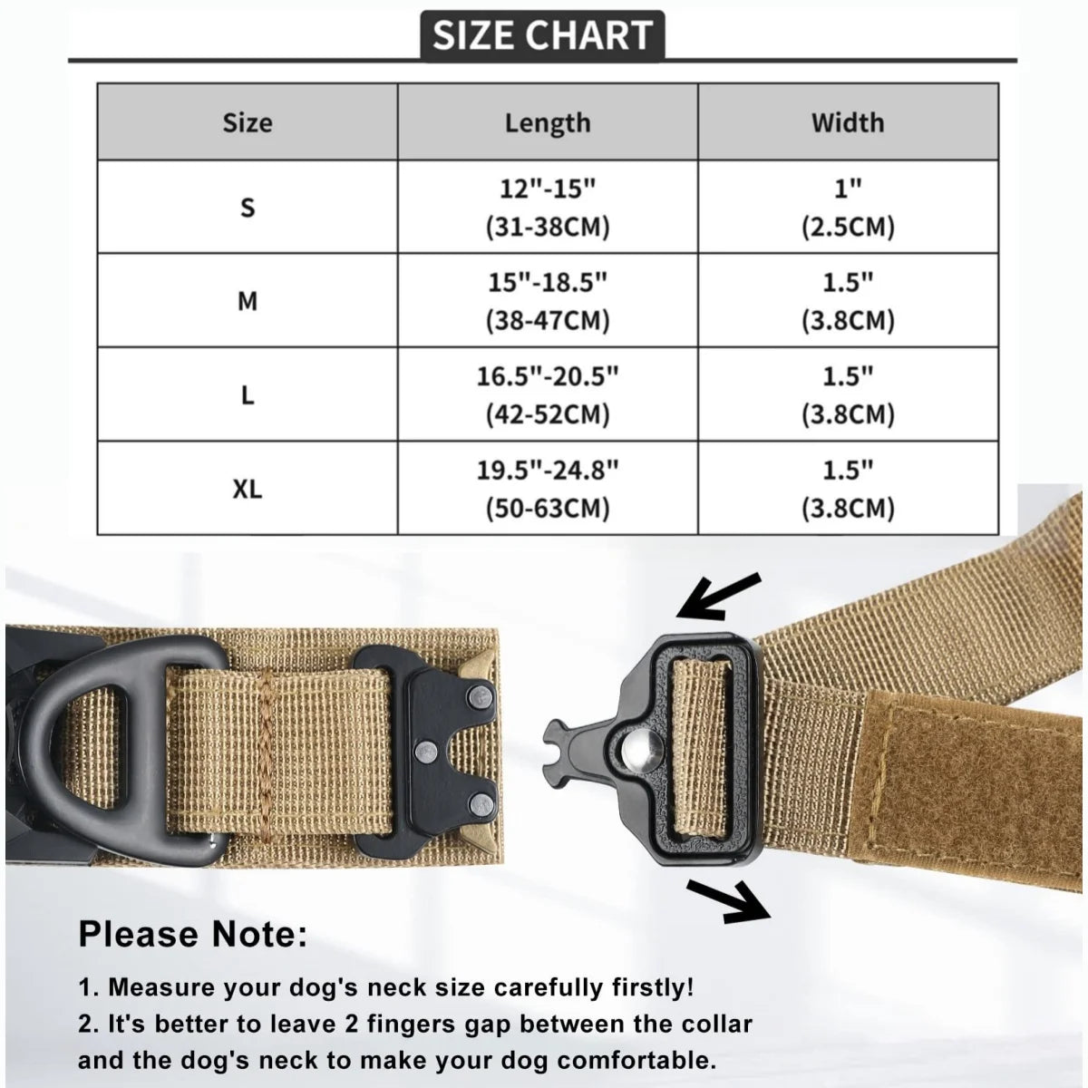 Collier tactique AirTag pour chien, avec porte-AirTag et poignée, boucle métallique militaire, collier GPS réglable pour chiens moyens et grands