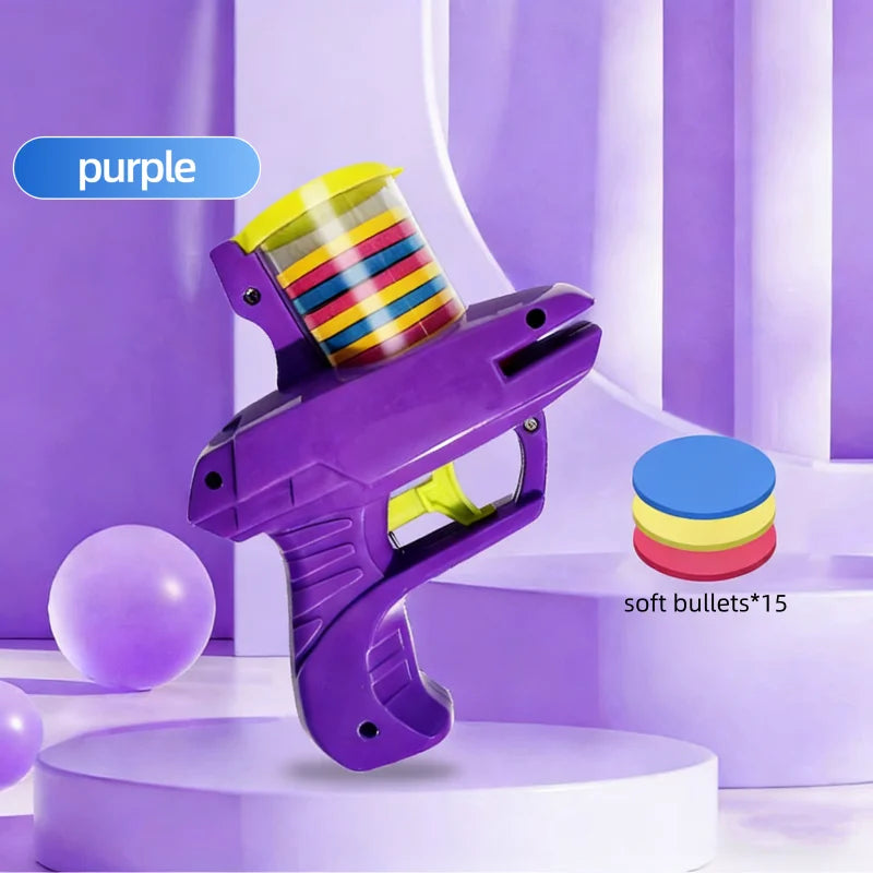 Kids Outdoor Foam Disc Gun Toy Double Launcher Interactive Parent-Child Flying Game Shooting Toy for Children