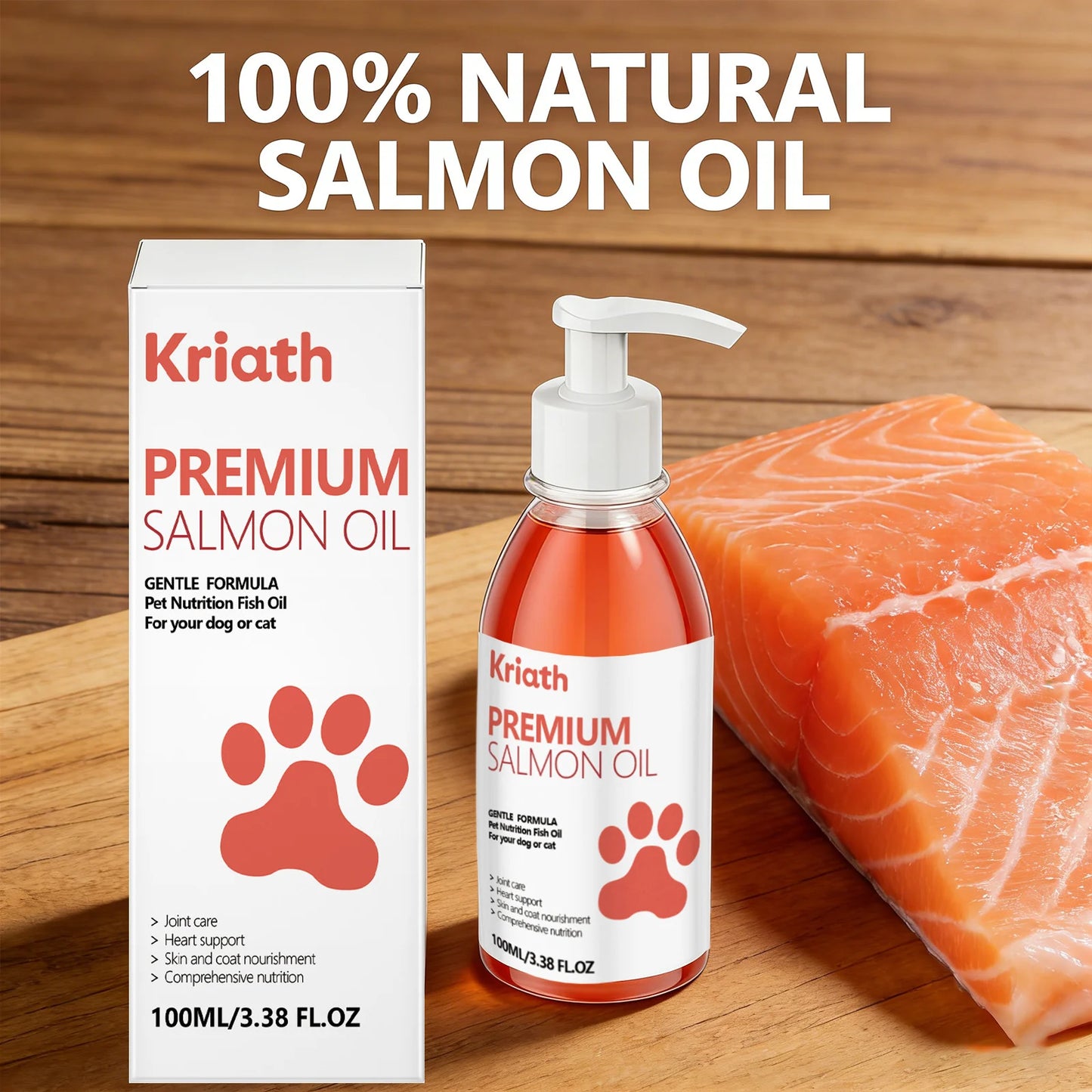 Cat Premium Salmon Oil Nourishing Skin Smooth Hair Protect Joint Support Heart Health Gentle Body Care Pet Nutrition Supplement