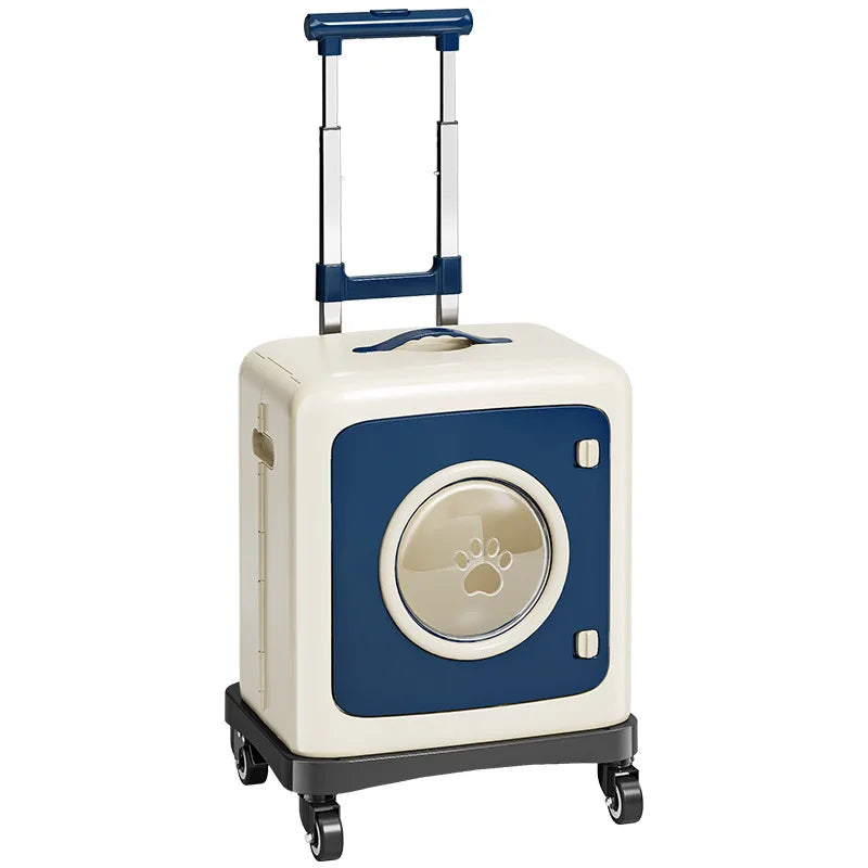 Poussette pour animaux pliable et respirante pour chats et chiens, sac de voyage à roulettes avec grande fenêtre en filet, portable, légère et antichoc