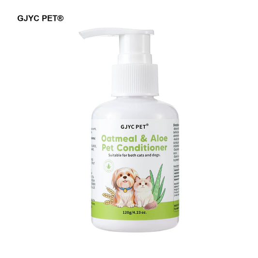 Acondicionador para mascotas para pieles sensibles de perros y gatos, fórmula natural de avena y aloe, desenredante, hidratante, pelaje suave y brillante, aroma duradero