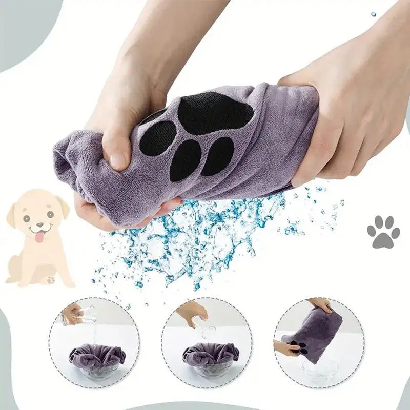 Microfiber Pet Bath Towel Embroidered Super Soft Absorbent Towel For Dogs Cat Grooming Supplies