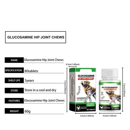 80 tabletas suplemento para el cuidado de las articulaciones de mascotas glucosamina condroitina masticables blandos para perros soporte de articulaciones de la cadera mejora de la movilidad salud