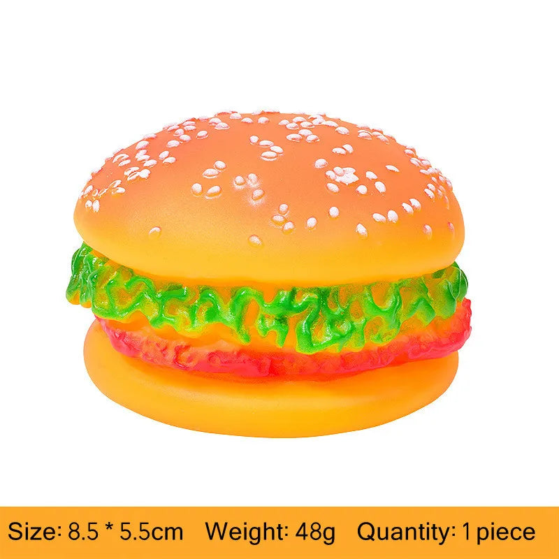 Pet Bite Toys PVC Hamburger Chew Interactive Squeaker Dog Toy Sound Teeth Cleaning Non-toxic Household Animals Dogs