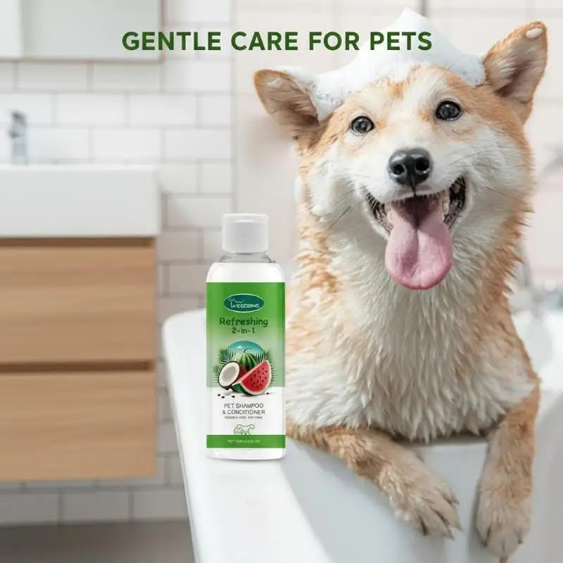 Yegbong Dog Cat 2 in 1 Pet Shampoo Conditioner Long Lasting Fragrance Grooming Cleansing Hair Care Bath Liquid