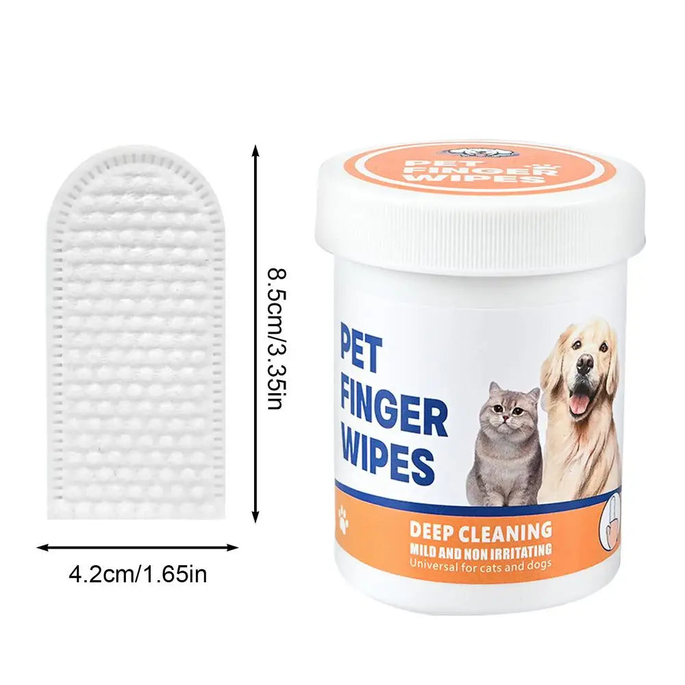 Pet Ear Finger Wipes for Dogs Cats Teeth Cleaning Finger Wipes Dog Toothbrush Natural Formula Safe Cleanser Grooming Supplies Happy Tails Pet Shop Store