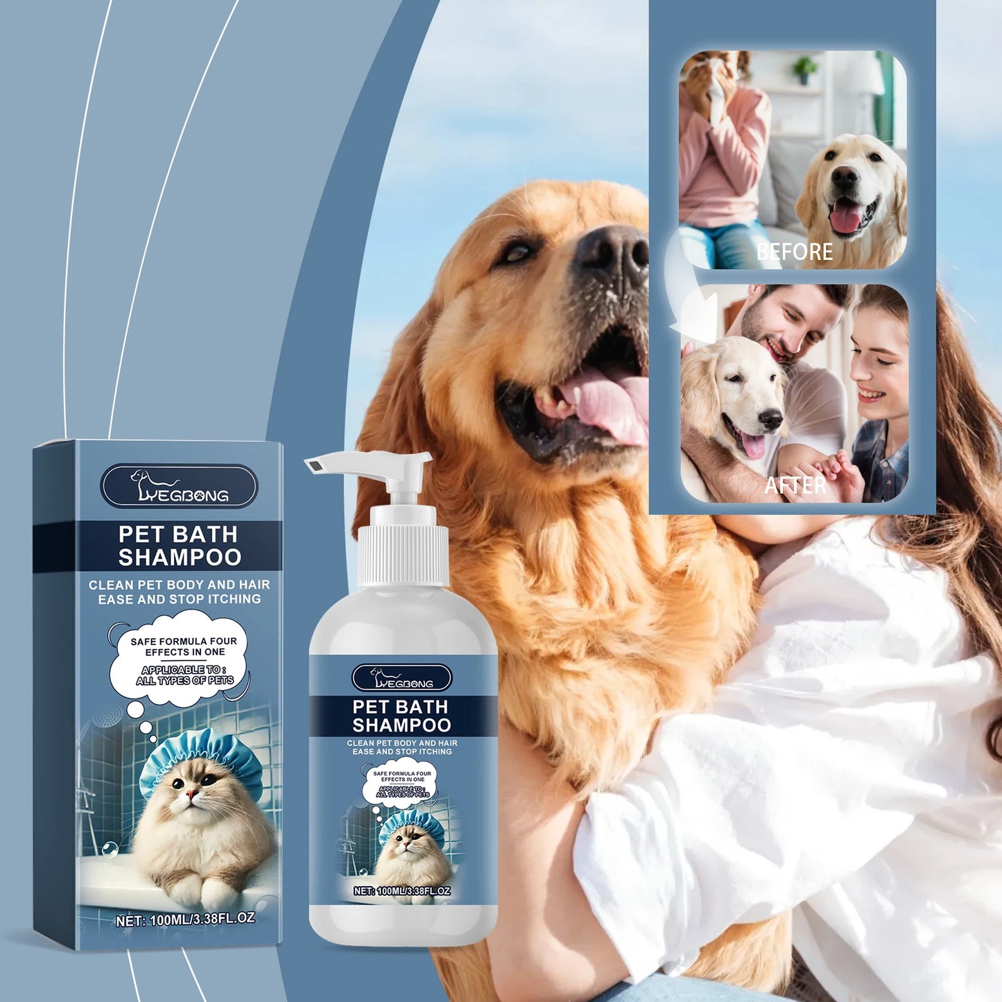 Shampoing doux pour chats et chiens, nettoyant, bain, hydratant, nourrissant, gel douche. 