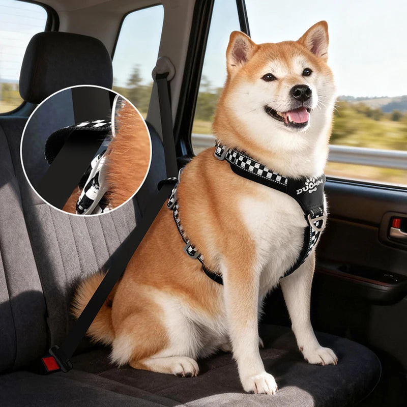Arnés reflectante universal para perros, chaleco con diseño de cuadros, antijalones, ajuste regulable para Shiba Inu, Border Collie, para paseos al aire libre