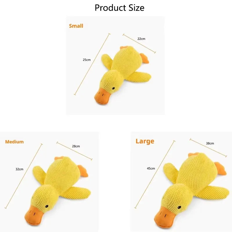 Perro durmiendo con pato de juguete para perros para aliviar el aburrimiento, pequeño pato amarillo, muñeco de peluche interactivo para mascotas, suministros para mascotas.