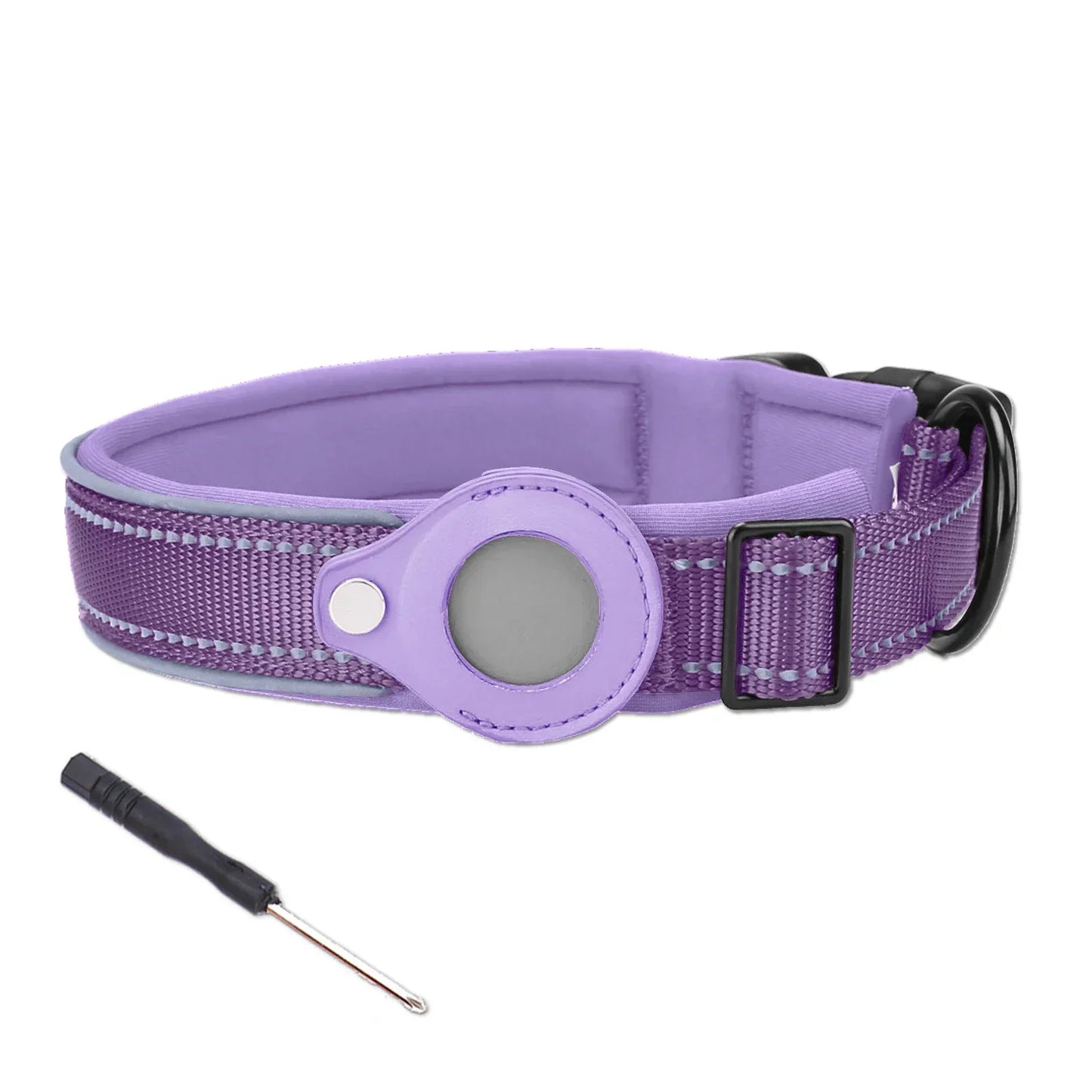 Coleira Impermeável Anti-Perda para Cães, Coleira Acolchoada com Suporte para AirTag, Capa Protetora para Rastreador GPS, Coleira Ajustável para Cães Grandes