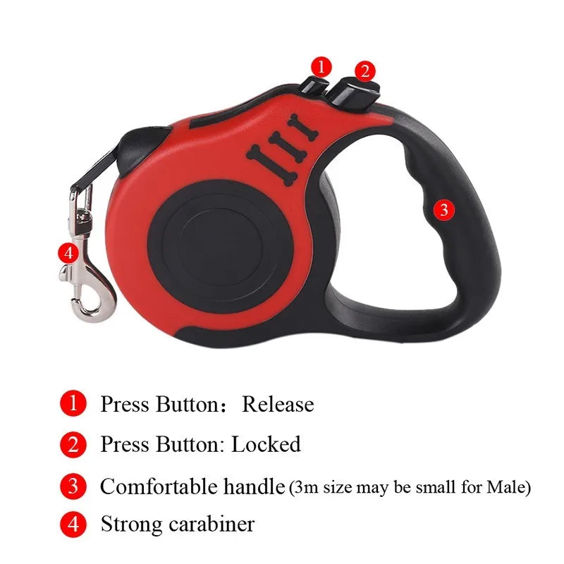 3m 5m Pet Leash for Small Dogs Cat Automatic Retractable Durable Nylon Lead Puppy Outdoor Travel Walking Hiking Traction Rope