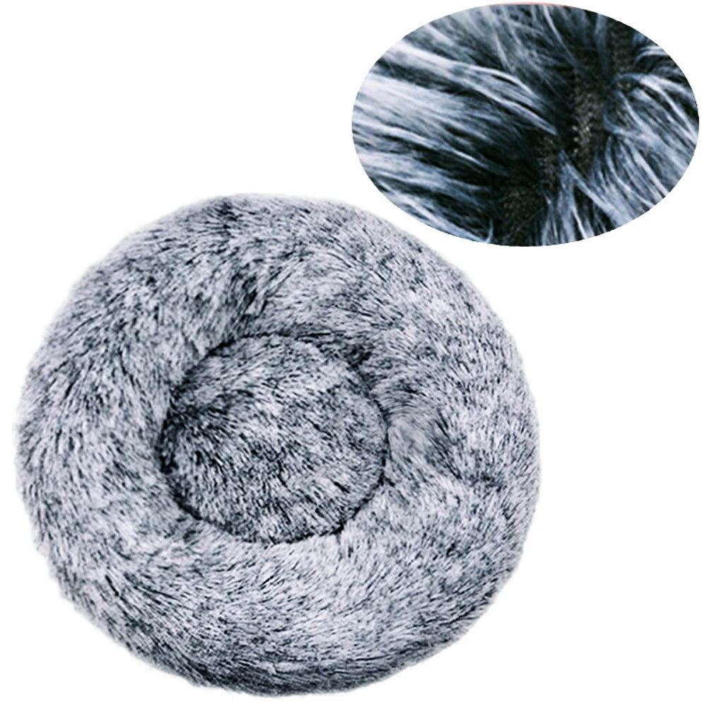 40-90cm Small Cat Bed Long Plush Dog House Round Large Dog Bed for Medium Dog House Super Soft Winter Warm Sleeping Nest