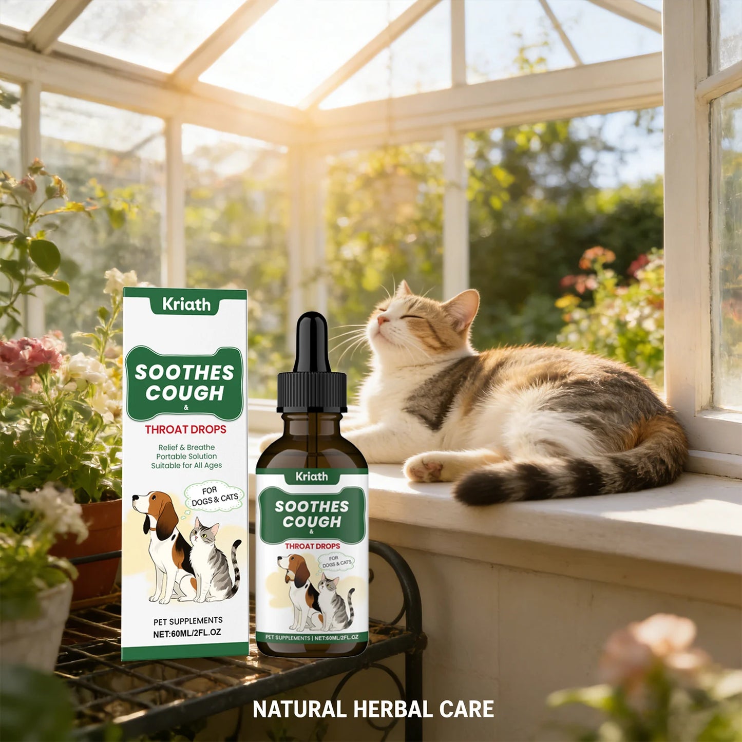 Pets Herbal Throat-Moistening Nutritional Liquid Soothing Throat Support Respiratory Health Aid Digestion Dogs Care Supplements