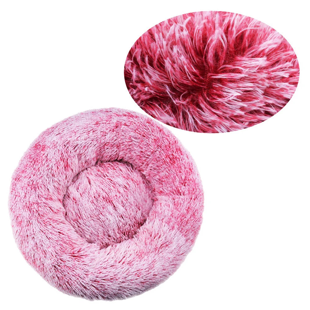 40-90cm Small Cat Bed Long Plush Dog House Round Large Dog Bed for Medium Dog House Super Soft Winter Warm Sleeping Nest