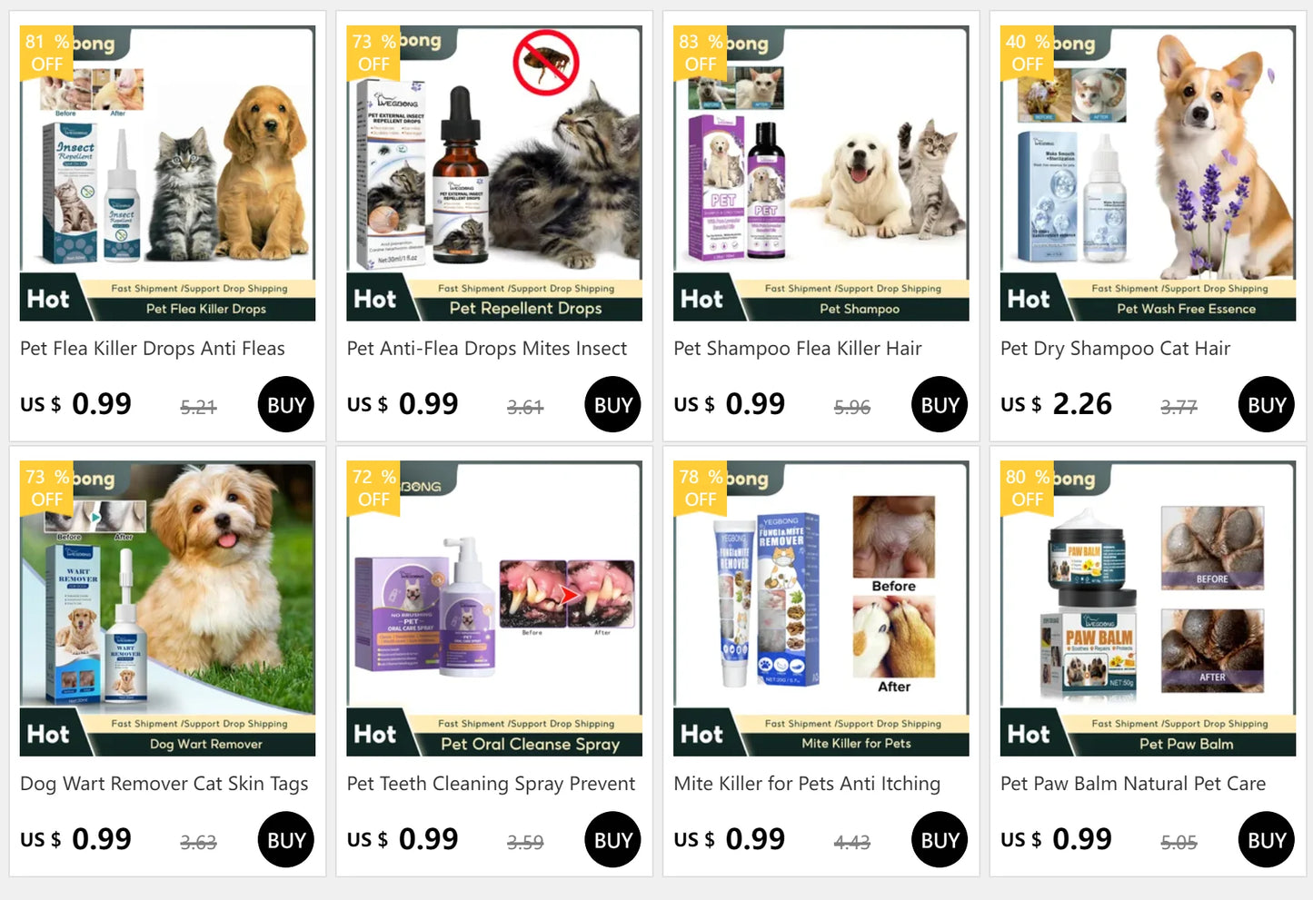 Yegbong Pet Health Drops Cats Dogs Balanced Nutrition Enhance Puppy Kitten Disease Immunity Multi Vitamin Pet Health Supplements