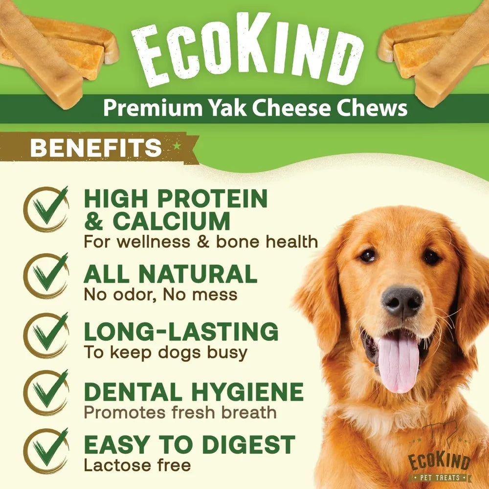 Giant Yak Cheese Dog Chews, 3 lbs - Natural, High Protein Treats for Aggressive Chewers