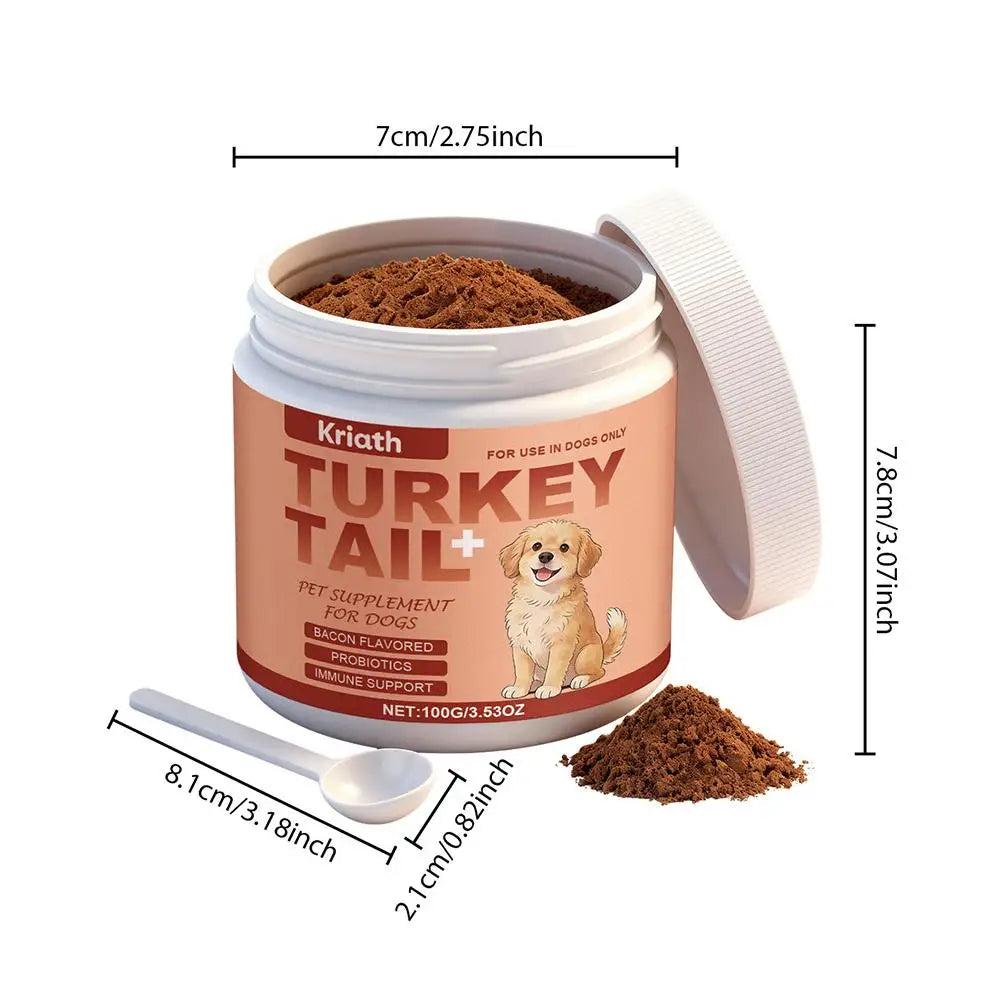 Dog Immune Support Supplement Turkey Tail Mushroom Powder With Probiotics Bacon Flavor For Gut Health And Defense System 3.53oz Happy Tails Pet Shop Store