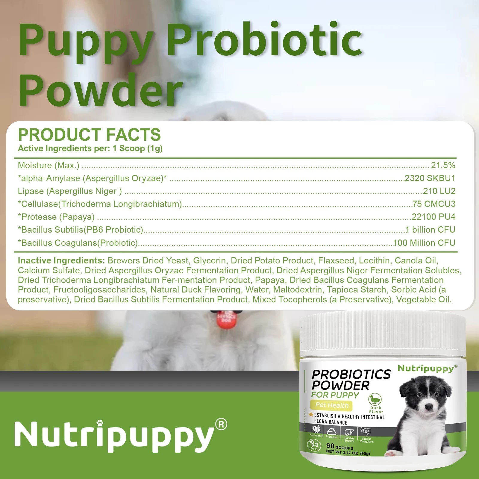 Dog Probiotic Powder Supplement - Supports Digestive Health&Relieves Diarrhea,Boosts Immune System for Puppy Adult Senior Dogs Happy Tails Pet Shop Store