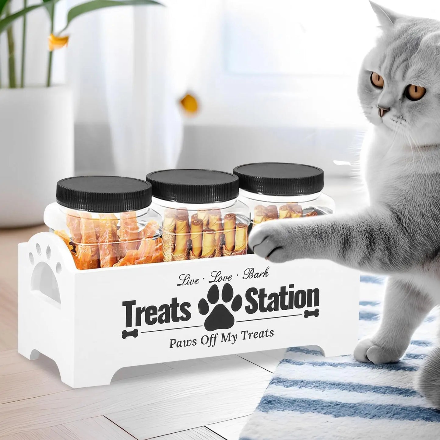 Contenedor Hermético para Premios de Perro, Caja de Almacenamiento de 3 Piezas con Organizador, Contenedor de Premios para Mascotas, Contenedor de Comida para Gatos, Animales, Pájaros y Hogar