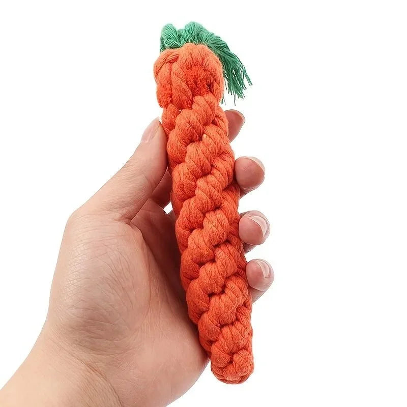 1pç Brinquedo de Nó para Pets Formato de Cenoura Brinquedos Mastigáveis para Cães Brinquedos de Corda de Algodão para Cães Internos Brinquedos para Gatos Acessórios para Cães