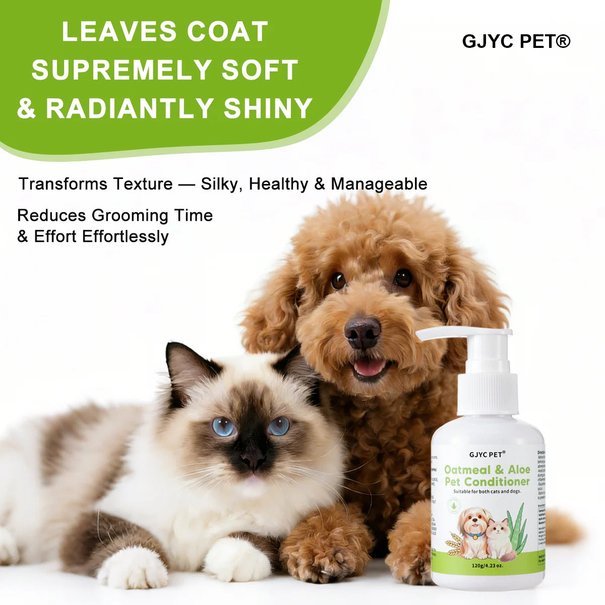 Après-shampoing pour chiens et chats à la peau sensible, à base d'avoine naturelle et d'aloe vera. Formule démêlante et hydratante, pour un pelage doux et brillant. Parfum longue durée. 