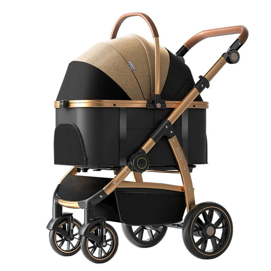 2-in-1 Detachable Large Aluminum Tube Frame Pet Stroller Cage One-Click Folding For Convenient Portable Use With Dogs And Cats Happy Tails Pet Shop Store