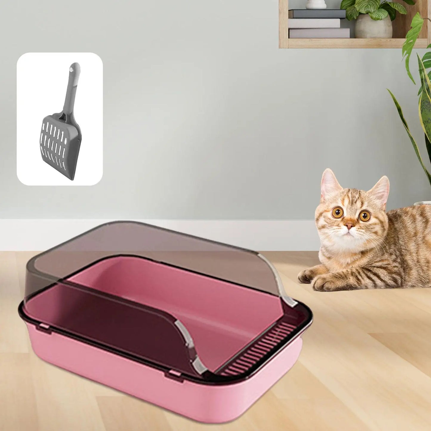 Open Top Cat Litter Box Durable Semi Closed Removable Pet Litter Tray Kitten Toilet Cat Sandbox for Small Medium Cats Small Pets