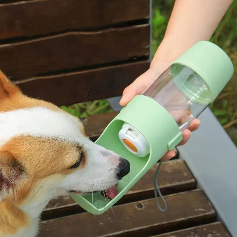 Botella de agua portátil para perros y gatos con compartimento para comida y agua para cachorros, comederos para perros, viajes al aire libre, suministros para mascotas