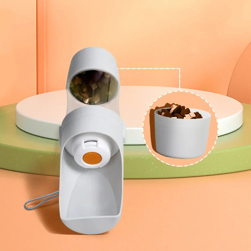 Botella de agua portátil para perros y gatos con compartimento para comida y agua para cachorros, comederos para perros, viajes al aire libre, suministros para mascotas