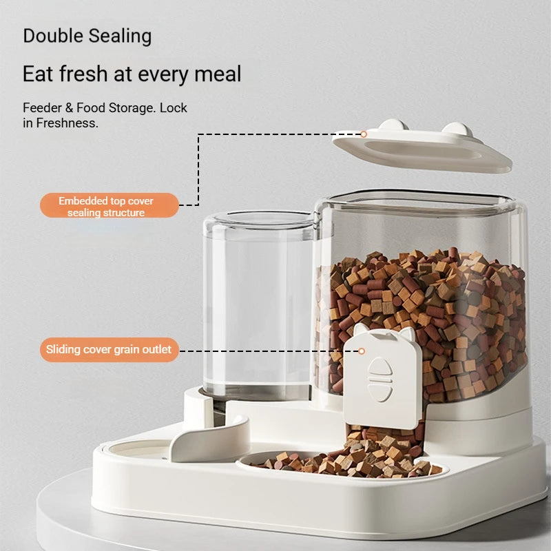 Ww-1 set of pet dry wet separation feeder, dog bowl and cat bowl, 2-in-1 automatic feeding and drinking machine, pet supplies
