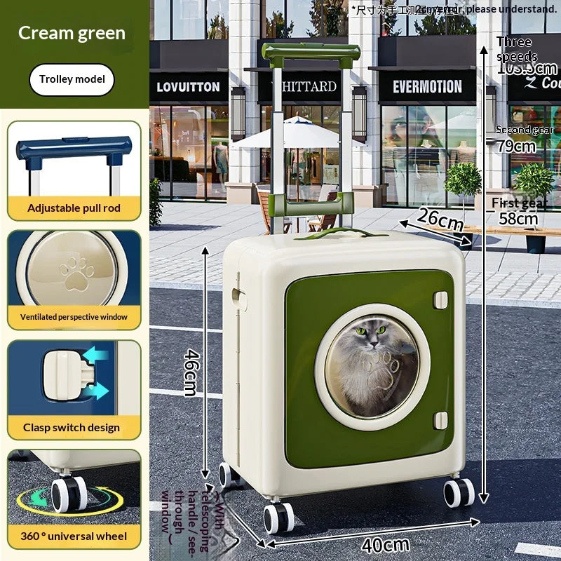 Poussette pour animaux pliable et respirante pour chats et chiens, sac de voyage à roulettes avec grande fenêtre en filet, portable, légère et antichoc