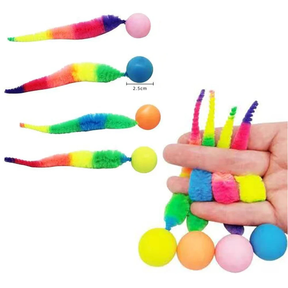 Jouets interactifs pour chats, balle rebondissante colorée, jouet en forme de chenille pour chat d'intérieur, jouet élastique