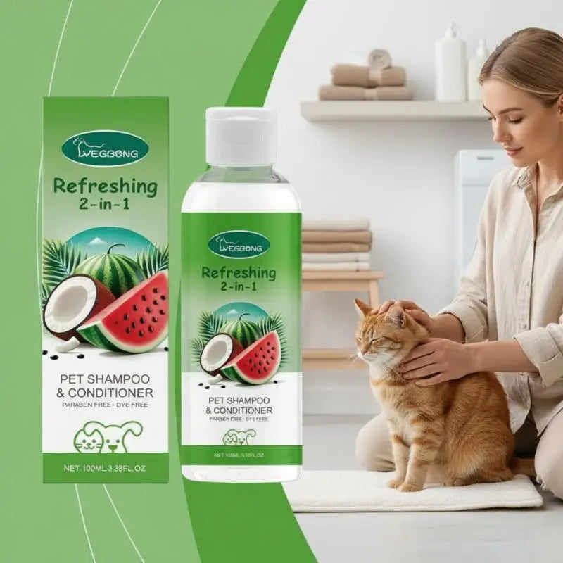 Yegbong Dog Cat 2 in 1 Pet Shampoo Conditioner Long Lasting Fragrance Grooming Cleansing Hair Care Bath Liquid