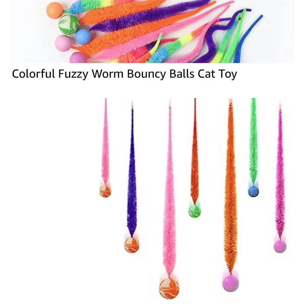 Jouets interactifs pour chats, balle rebondissante colorée, jouet en forme de chenille pour chat d'intérieur, jouet élastique