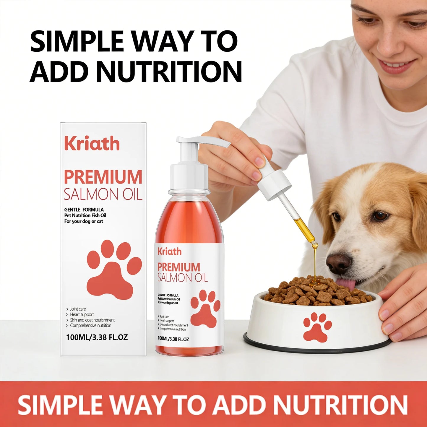 Cat Premium Salmon Oil Nourishing Skin Smooth Hair Protect Joint Support Heart Health Gentle Body Care Pet Nutrition Supplement