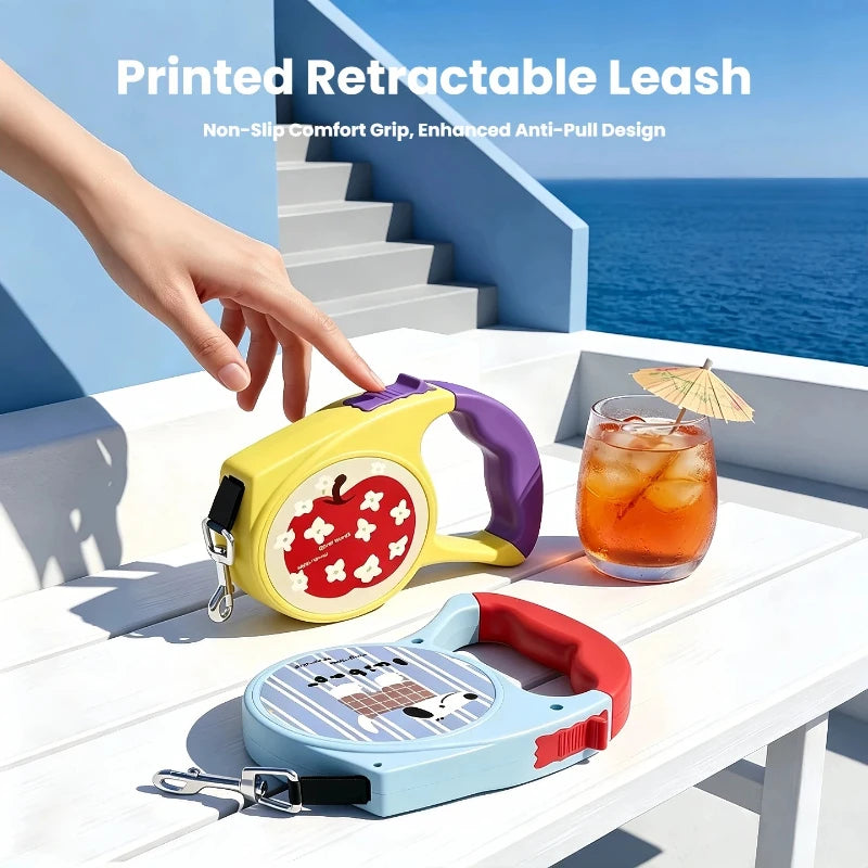 Cartoon Retractable Dog Leash Anti-burst Pull Anti-tangle Anti-escape Portable Outdoor Pet Walking Rope