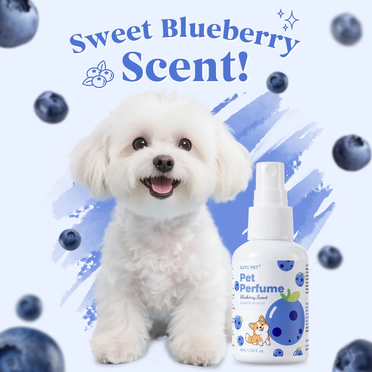 GJYC PET Spray Perfume para Cães e Gatos, com Aroma Natural de Mirtilo, Eliminador de Odor de Longa Duração